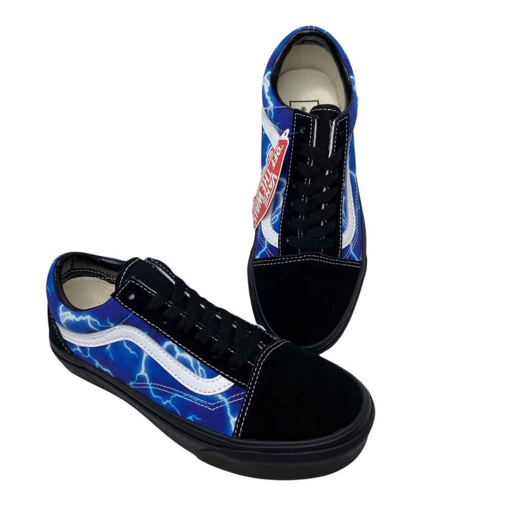 Vans Old Skool Skate Shoe Black Lightning Sneakers Blue - Picture 14 of 16